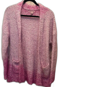Love Crazy Pink Fuzzy Women's Ombré Eyelash Sweater Size Large